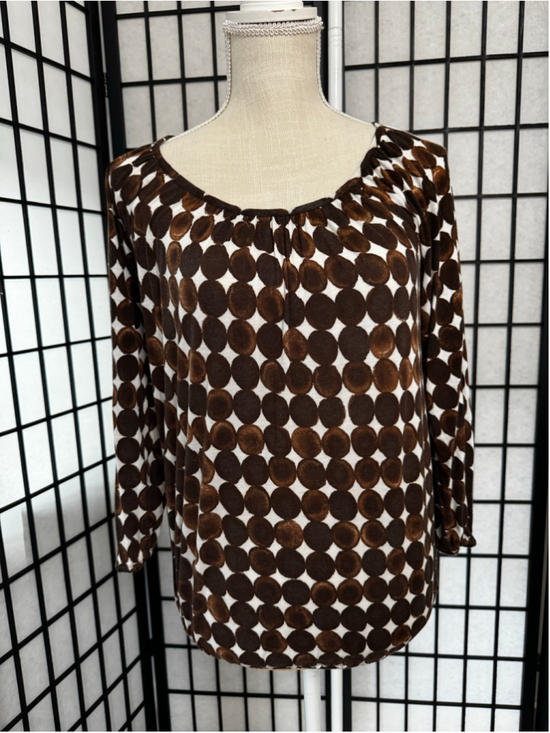 Michael Kors Tops - Women's Michael Kors Blouse Small Brown White Polka Dot Long Sleeve Top